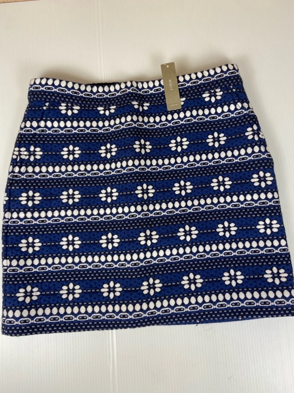 J. Crew Navy and White Floral Knit Mini Skirt